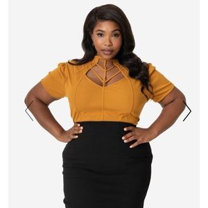 Unique Vintage Lanie Cage Top Mustard - NWT!